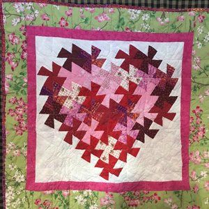 30" Square Valentine Hand-Sewn Wall Quilt
